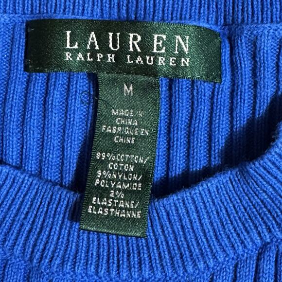 Lauren Ralph Lauren Sweater Womens Medium Ribbed Knit Preppy Nautical Striped - Picture 5 of 6